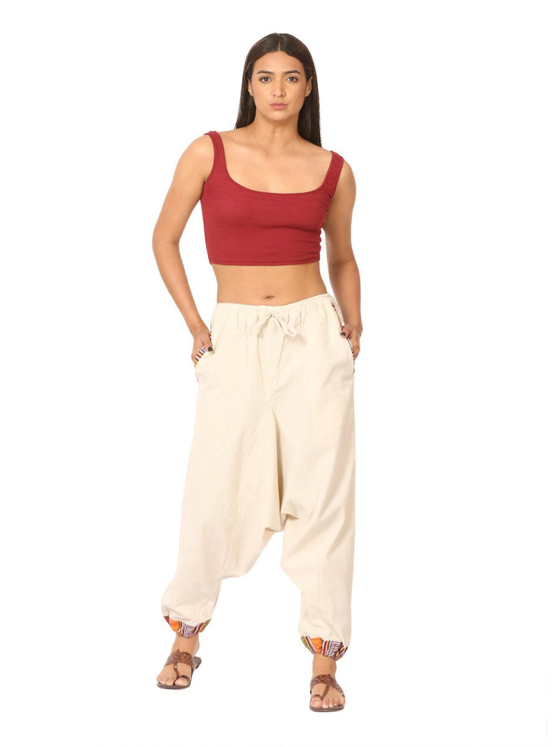 Buy Women's Designer Harem Pants | Cream | Fits Waist Size 28" to 36" | Shop Verified Sustainable Womens Pants on Brown Living™