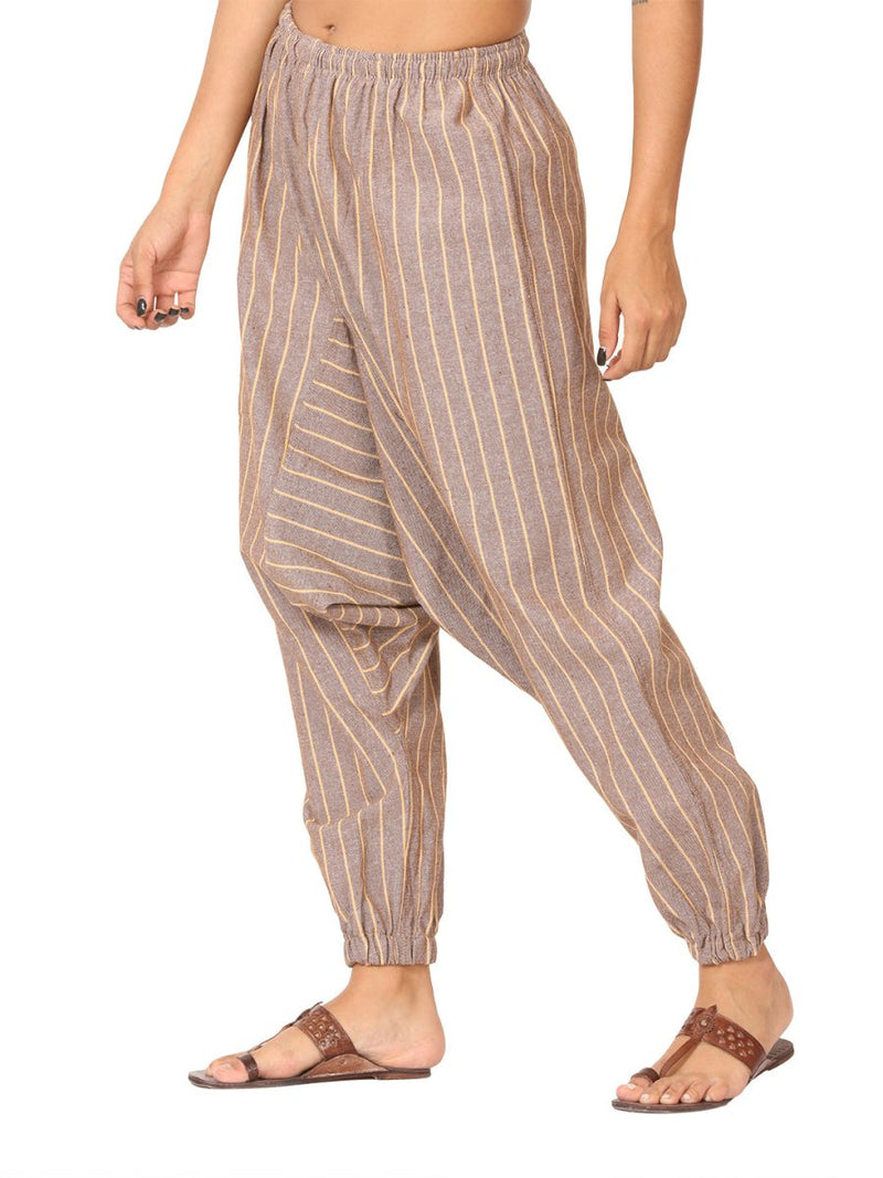 Buy Women's Harem Pant | Brown Stripes | Fits Waist Size 28" to 36" | Shop Verified Sustainable Womens Pants on Brown Living™