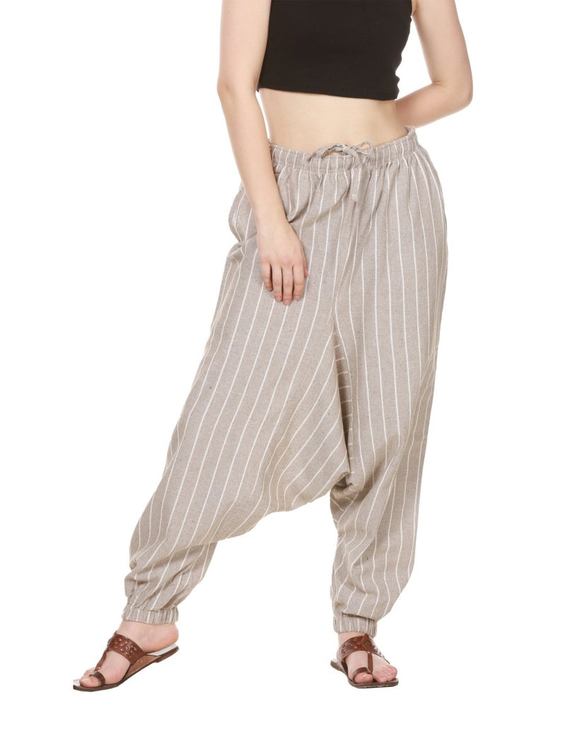 Buy Women's Harem Pant | Brownish Grey Stripes | GSM-170 | Free Size | Shop Verified Sustainable Products on Brown Living