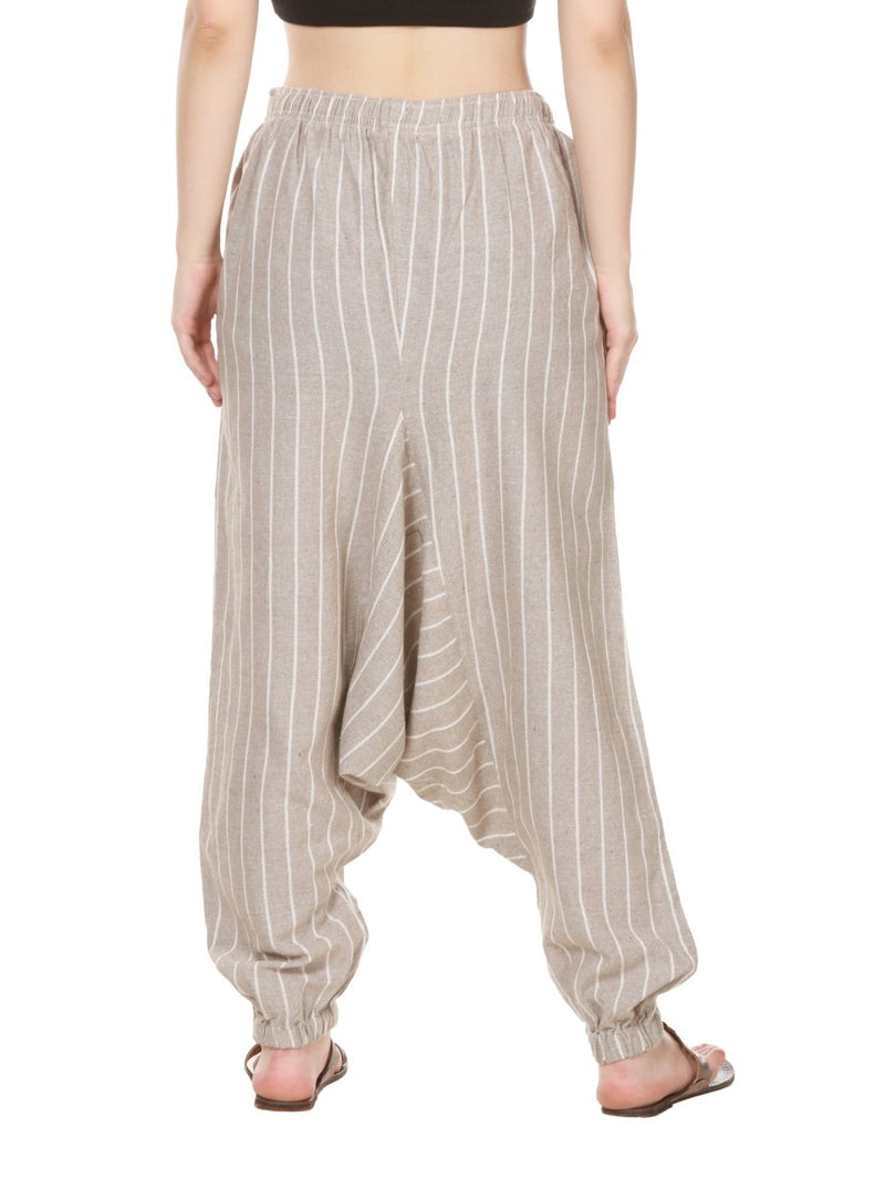 Buy Women's Harem Pant | Brownish Grey Stripes | GSM-170 | Free Size | Shop Verified Sustainable Products on Brown Living