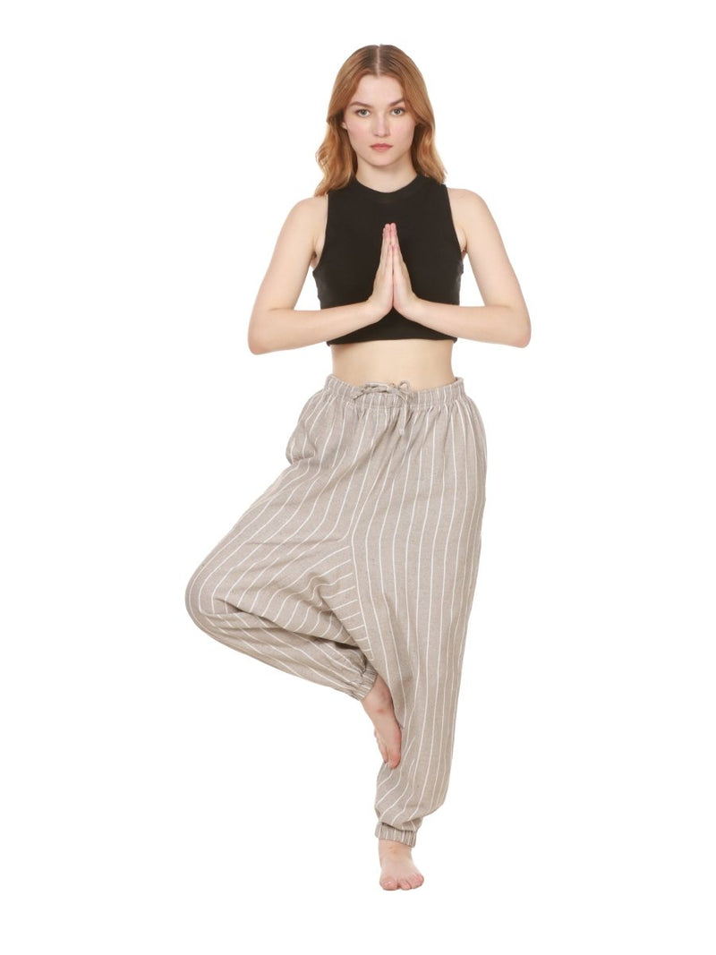 Buy Women's Harem Pant | Brownish Grey Stripes | GSM-170 | Free Size | Shop Verified Sustainable Products on Brown Living