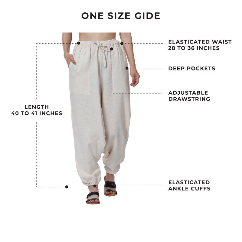 Buy Women's Harem Pant | Cream | Fits Waist Size 28" to 36" | Shop Verified Sustainable Womens Pants on Brown Living™