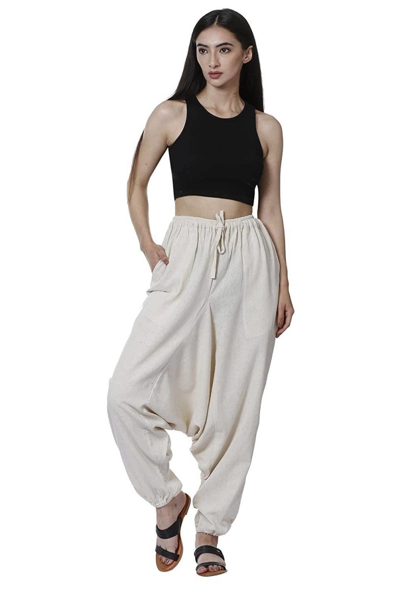 Buy Women's Harem Pant | Cream | Fits Waist Size 28" to 36" | Shop Verified Sustainable Womens Pants on Brown Living™