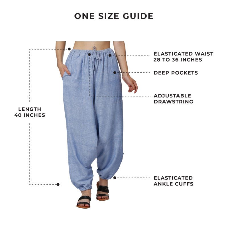 Buy Women's Harem Pants | Lavender Blue | Fits Waist Size 28" to 36" | Shop Verified Sustainable Womens Pyjama on Brown Living™