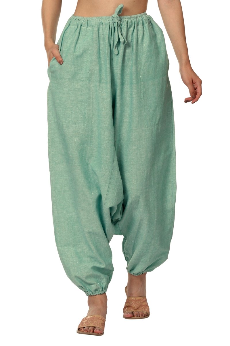 Buy Women's Harem Pants | Sea Green | Fits Waist Size 28" to 36" | Shop Verified Sustainable Womens Pyjama on Brown Living™