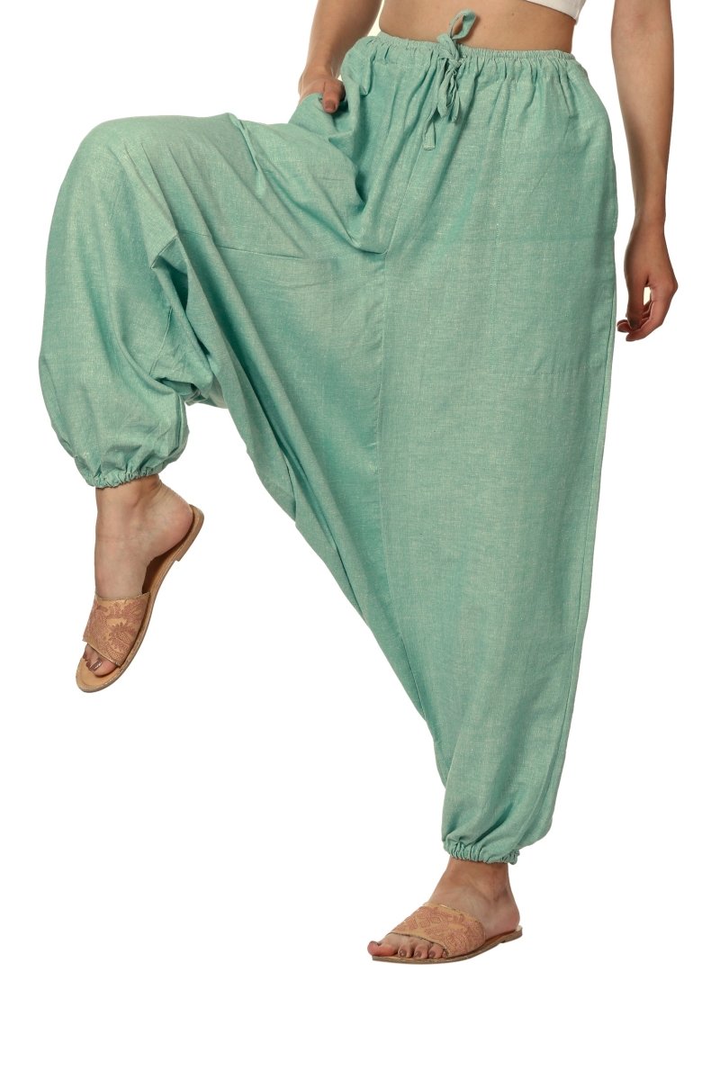 Buy Women's Harem Pants | Sea Green | Fits Waist Size 28" to 36" | Shop Verified Sustainable Womens Pyjama on Brown Living™