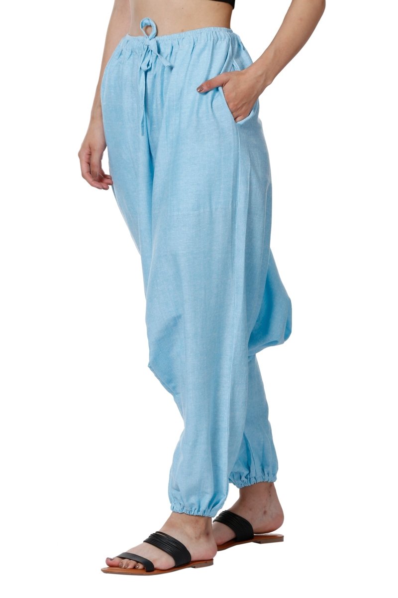 Buy Women's Harem Pants | Sky Blue | Fits Waist Size 28" to 36" | Shop Verified Sustainable Womens Pyjama on Brown Living™