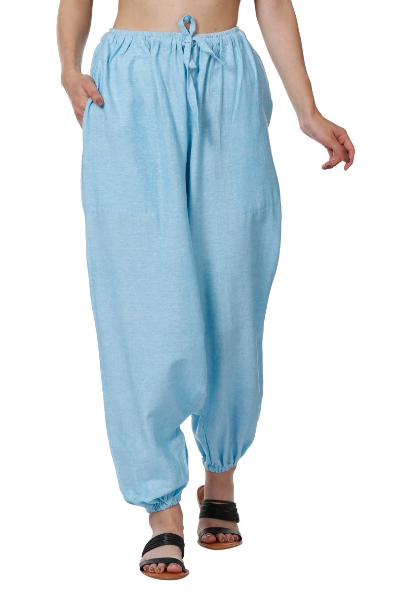 Buy Women's Harem Pants | Sky Blue | Fits Waist Size 28" to 36" | Shop Verified Sustainable Womens Pyjama on Brown Living™