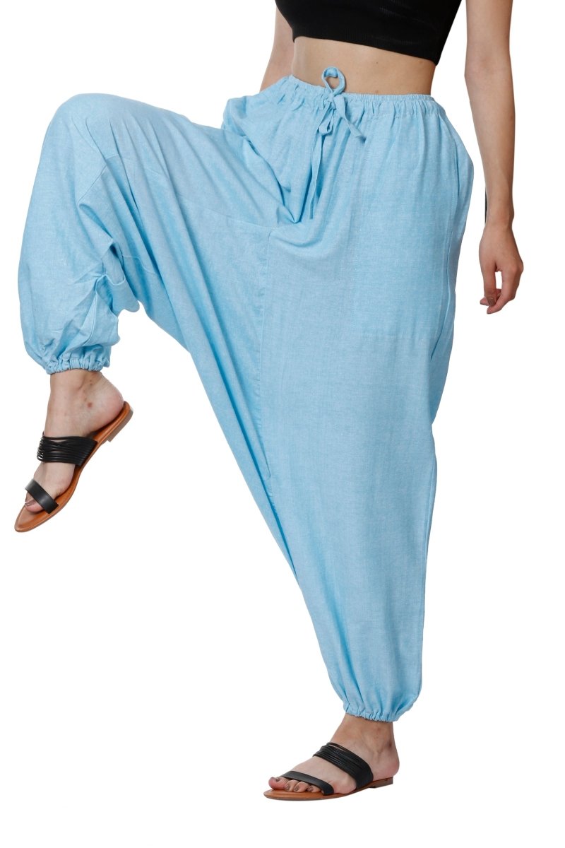 Buy Women's Harem Pants | Sky Blue | Fits Waist Size 28" to 36" | Shop Verified Sustainable Womens Pyjama on Brown Living™