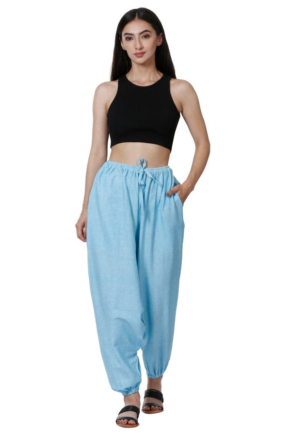 Buy Women's Harem Pants | Sky Blue | Fits Waist Size 28" to 36" | Shop Verified Sustainable Womens Pyjama on Brown Living™