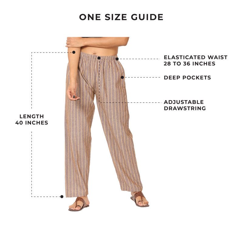 Buy Women's Lounge Pant | Brown Stripes | Fits Waist Size 28" to 36" | Shop Verified Sustainable Womens Pants on Brown Living™