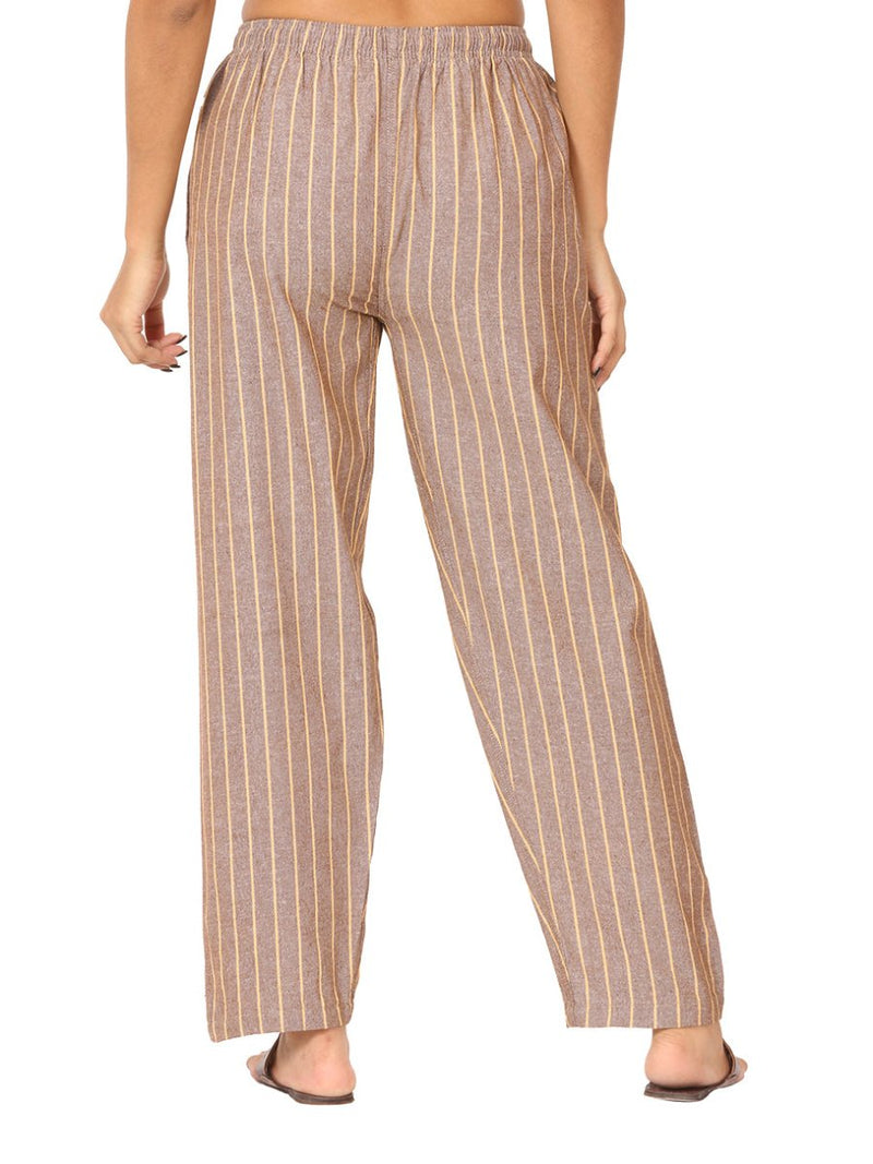 Buy Women's Lounge Pant | Brown Stripes | Fits Waist Size 28" to 36" | Shop Verified Sustainable Womens Pants on Brown Living™