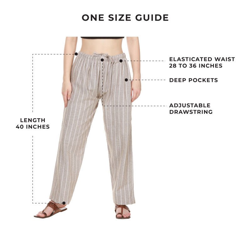 Buy Women's Lounge Pant | Grey Stripes | Fits Waist Size 28" to 36" | Shop Verified Sustainable Womens Pants on Brown Living™