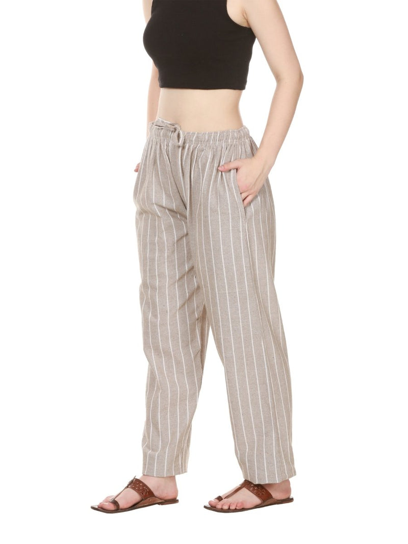 Buy Women's Lounge Pant | Grey Stripes | Fits Waist Size 28" to 36" | Shop Verified Sustainable Womens Pants on Brown Living™