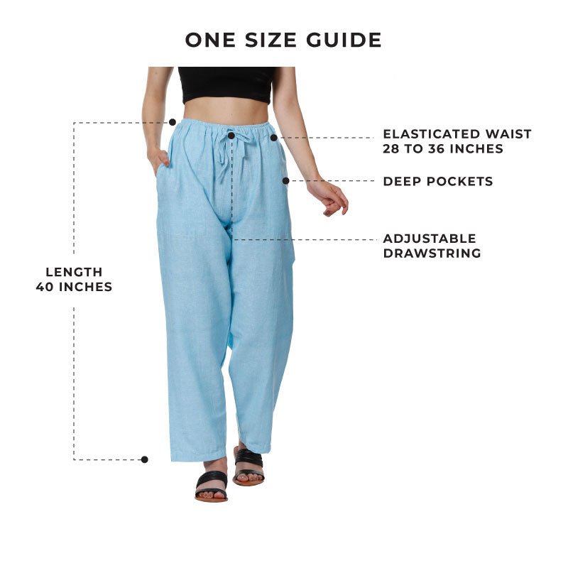 Buy Women's Lounge Pants | Sky Blue | Fits Waist Size 28" to 36" | Shop Verified Sustainable Womens Pyjama on Brown Living™