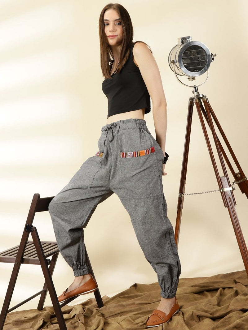 Buy Women's Straight Fit Harem Hopper Pants | Grey | Fits Waist 28" to 38" | Shop Verified Sustainable Womens Pyjama on Brown Living™