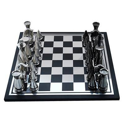 Buy Wooden And Metal Chess Board game Black and Silver Finish - Conica | Shop Verified Sustainable Learning & Educational Toys on Brown Living™