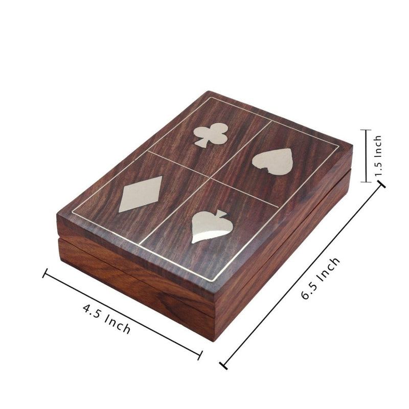 Buy Wooden Box with Brass Inlay for Holding 2 Sets of Playing Cards Deck | Shop Verified Sustainable Learning & Educational Toys on Brown Living™