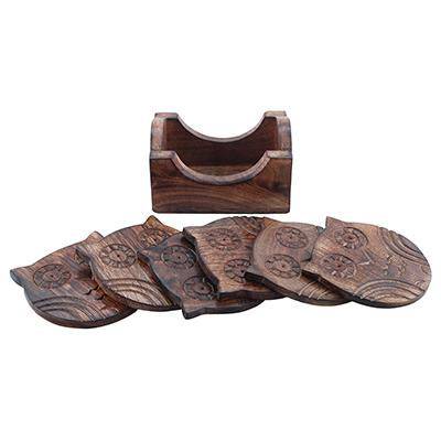 Buy Wooden Coasters and Holder Stand- Set of 6 | Shop Verified Sustainable Table Decor on Brown Living™