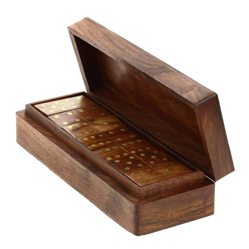 Buy Handcrafted Wooden Domino Box with Dominoes- 8 Inch | Shop Verified Sustainable Learning & Educational Toys on Brown Living™