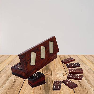 Buy Handcrafted Wooden Domino Box with Dominoes- 8 Inch | Shop Verified Sustainable Learning & Educational Toys on Brown Living™