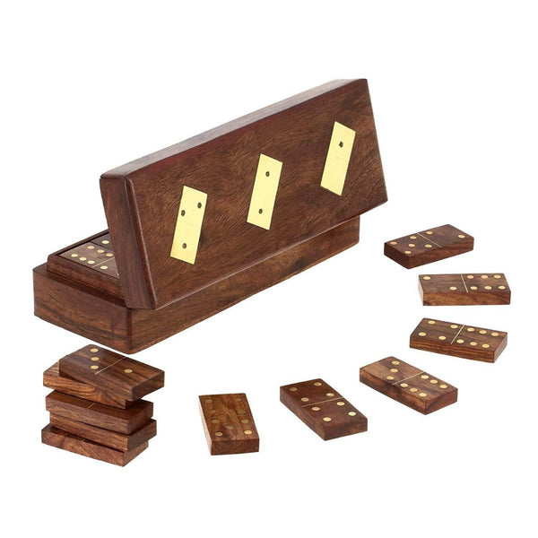 Buy Handcrafted Wooden Domino Box with Dominoes- 8 Inch | Shop Verified Sustainable Learning & Educational Toys on Brown Living™