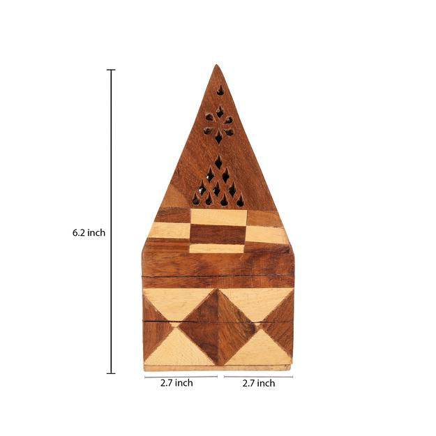 Buy Sheesham Wood Pyramid Pooja Incense Burner Box | Shop Verified Sustainable Pooja Needs on Brown Living™