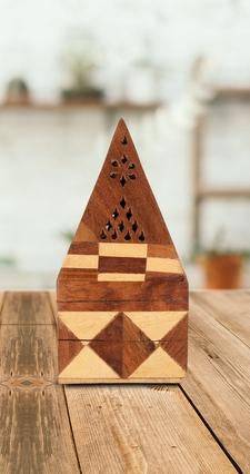 Buy Sheesham Wood Pyramid Pooja Incense Burner Box | Shop Verified Sustainable Pooja Needs on Brown Living™