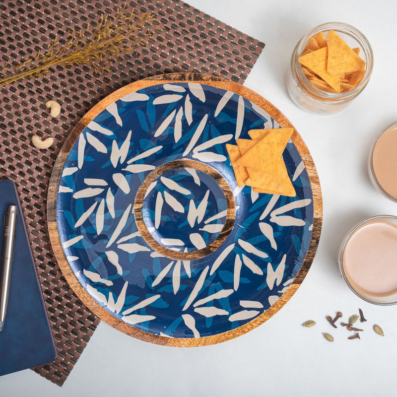 Buy Wooden Indigo Round Chip and Dip Platter | Shop Verified Sustainable Trays & Platters on Brown Living™