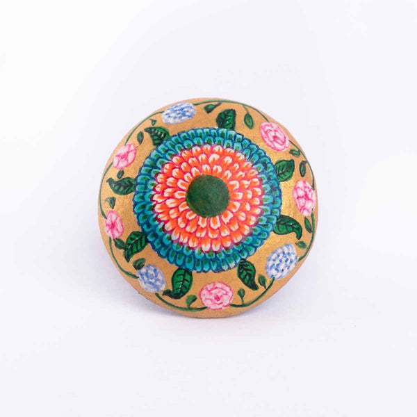 Buy Wooden Ring with Hand Painted Flowers in Mandala Art | Shop Verified Sustainable Womens Rings on Brown Living™