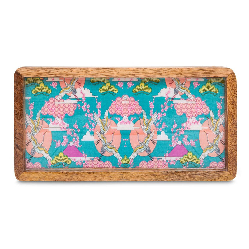 Buy Wooden Tray With Blue Bird Print Design | Shop Verified Sustainable Trays & Platters on Brown Living™