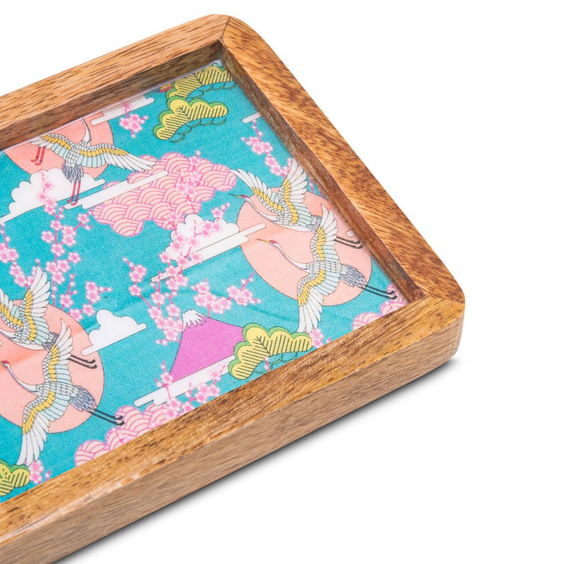 Buy Wooden Tray With Blue Bird Print Design | Shop Verified Sustainable Trays & Platters on Brown Living™