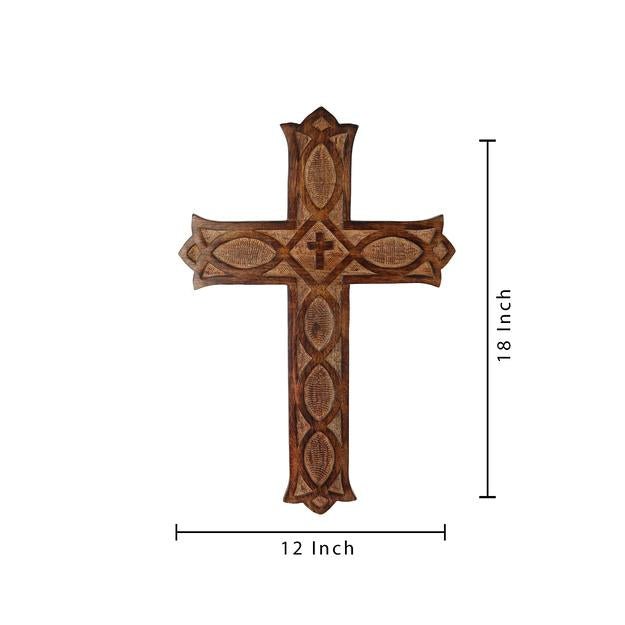 Buy Antique Wooden Wall Hanging | French Cross Plaque - 18" x 12" | Shop Verified Sustainable Wall Decor on Brown Living™