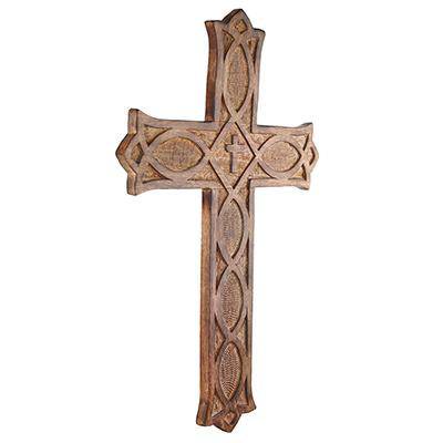 Buy Antique Wooden Wall Hanging | French Cross Plaque - 18" x 12" | Shop Verified Sustainable Wall Decor on Brown Living™