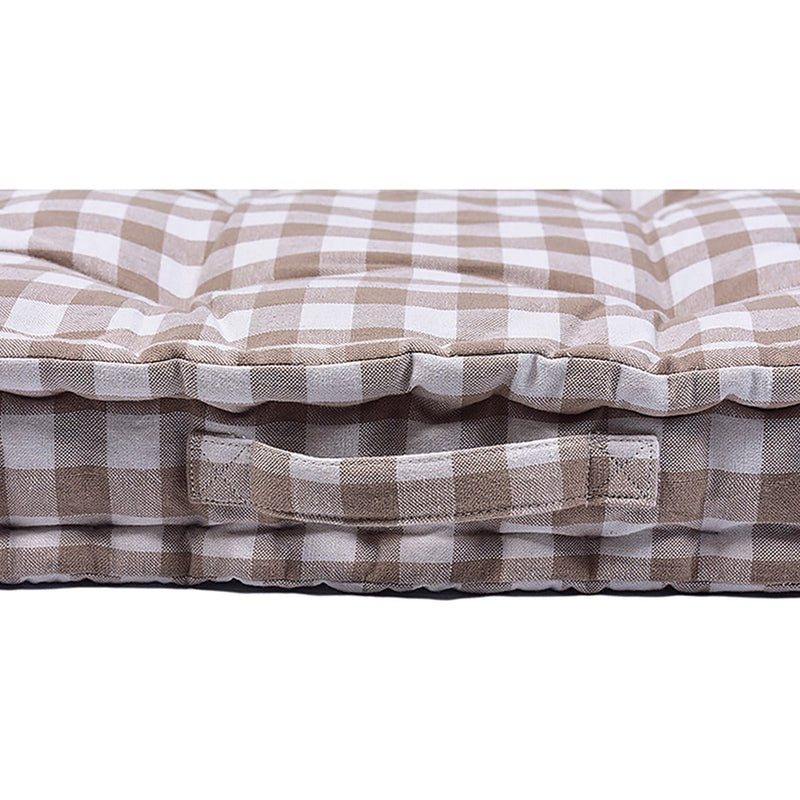 Buy Woven Bold Check Cotton Floor Cushion | Shop Verified Sustainable Pillow on Brown Living™