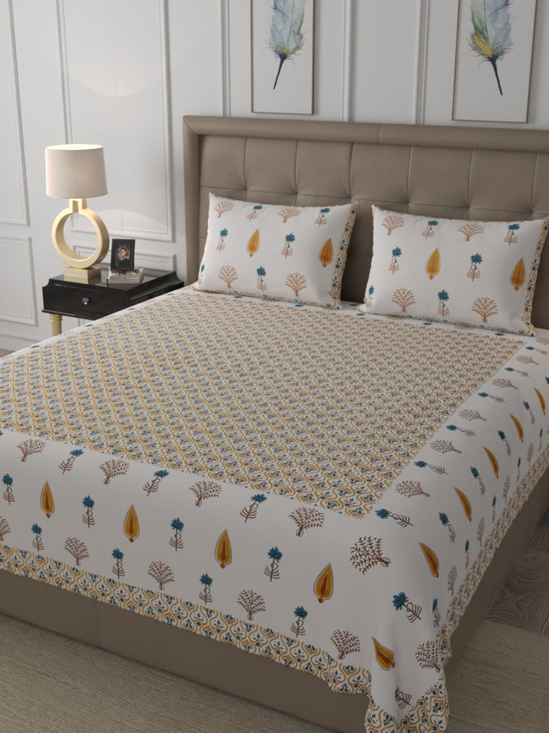 Buy Yellow Elegant Hand Block Print Cotton Super King Size Bedding Set | Shop Verified Sustainable Bedding on Brown Living™