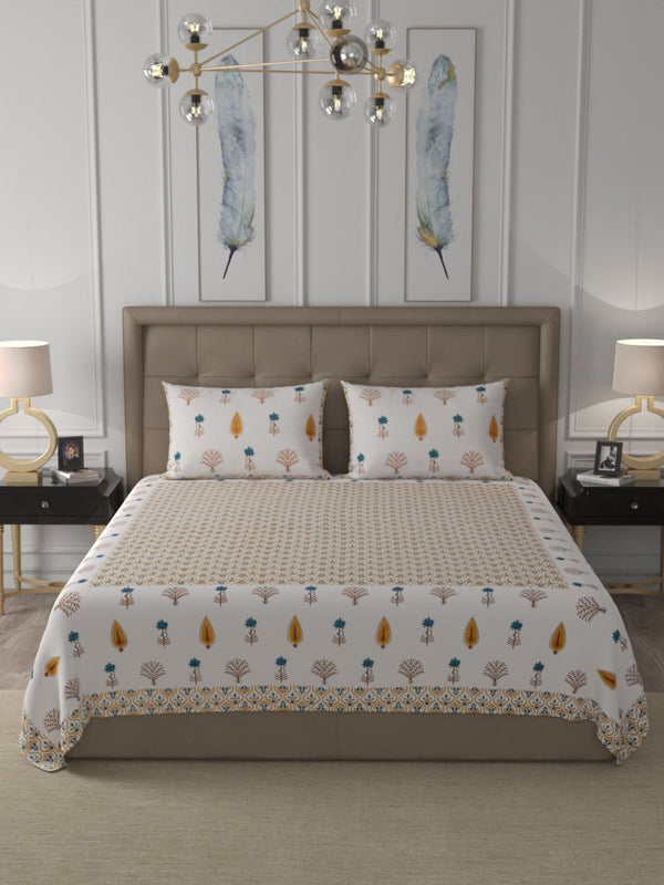 Buy Yellow Elegant Hand Block Print Cotton Super King Size Bedding Set | Shop Verified Sustainable Bedding on Brown Living™