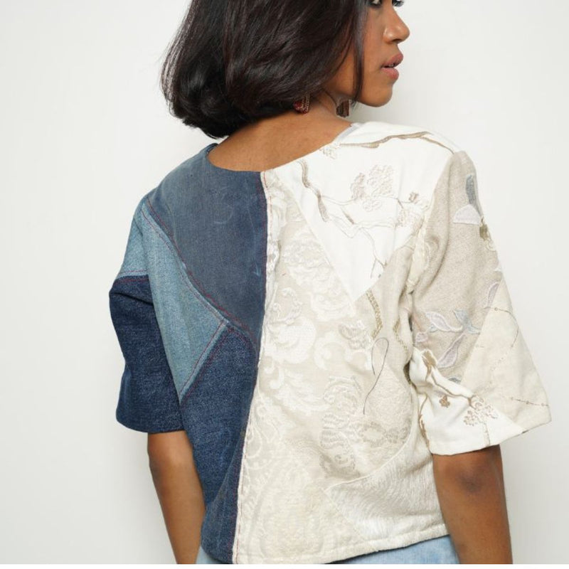 Buy Ying To My Yang Upcycled Denim Top | Shop Verified Sustainable Womens Top on Brown Living™