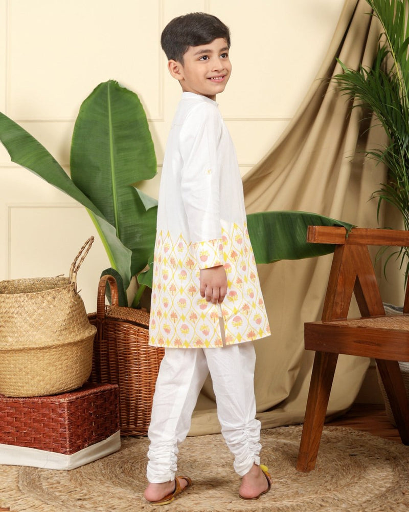 Buy Zahra Boys Hand-Block Printed Ethnic Cotton Kurta Set | Shop Verified Sustainable Kids Ethnic Sets on Brown Living™